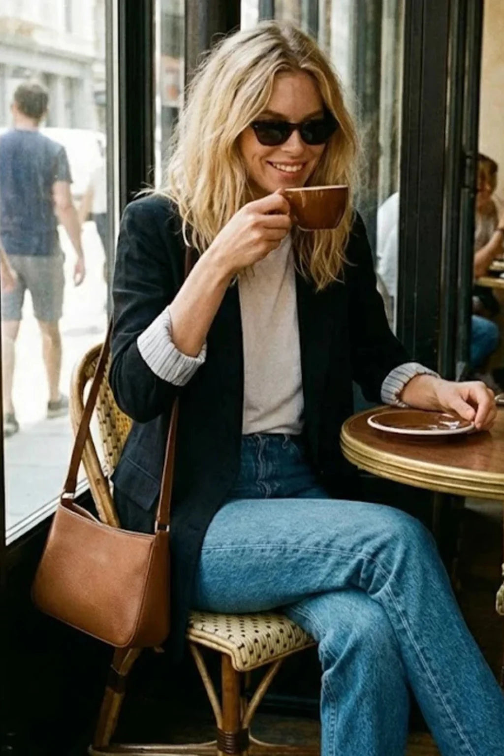 Women's Breathable Fabric Oversized Blazer | Stylish Relaxed Fit Jacket with Striped Cuffs 8
