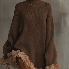 Women's Chunky Knit Turtleneck Sweater Dress | Relaxed Oversized Fall Fashion 0