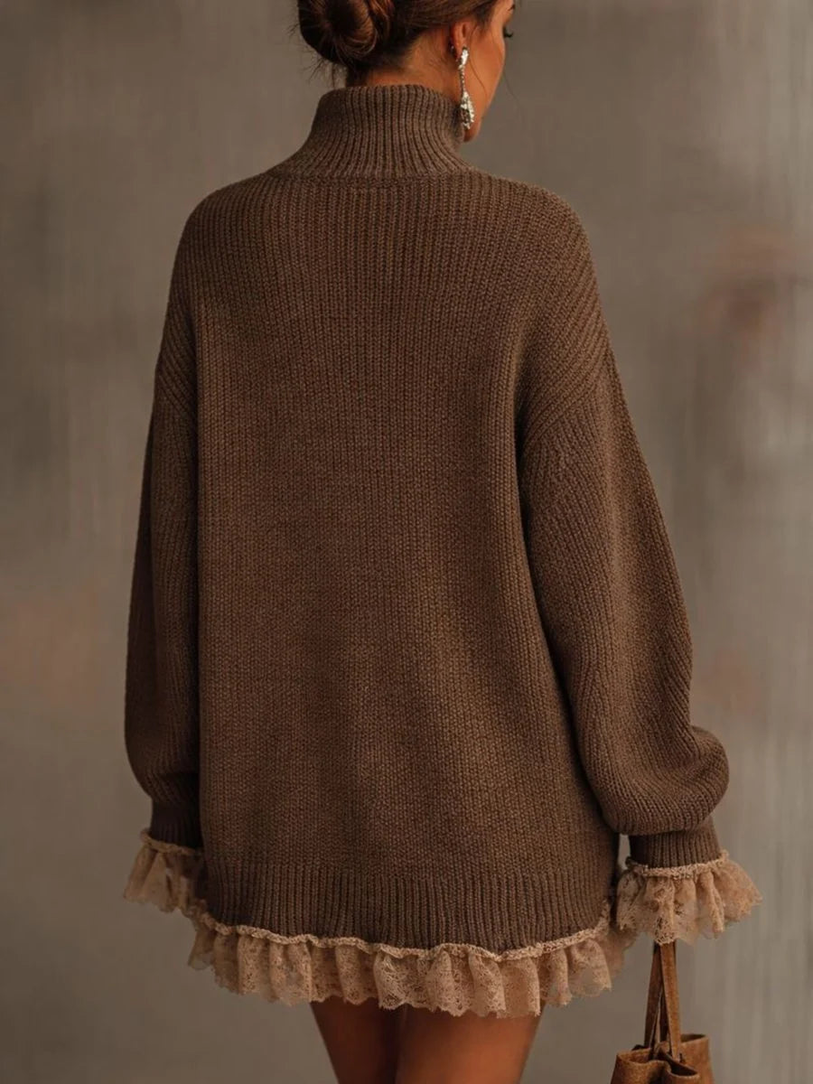 Women's Chunky Knit Turtleneck Sweater Dress | Relaxed Oversized Fall Fashion 2
