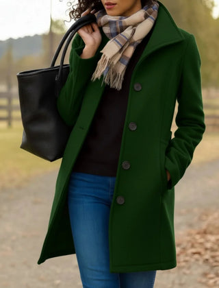 Women's Classic Wool Blend Mid-Length Coat | Elegant Tailored Cold-Weather Outerwear 0