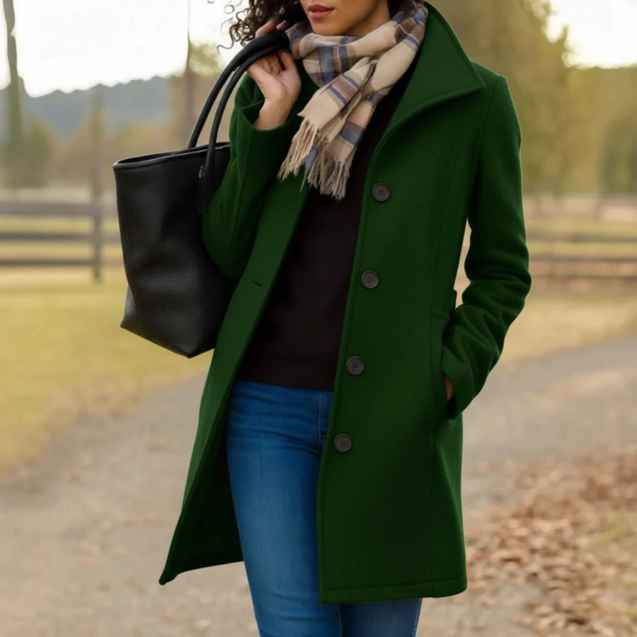 Women's Classic Wool Blend Mid-Length Coat | Elegant Tailored Cold-Weather Outerwear 0
