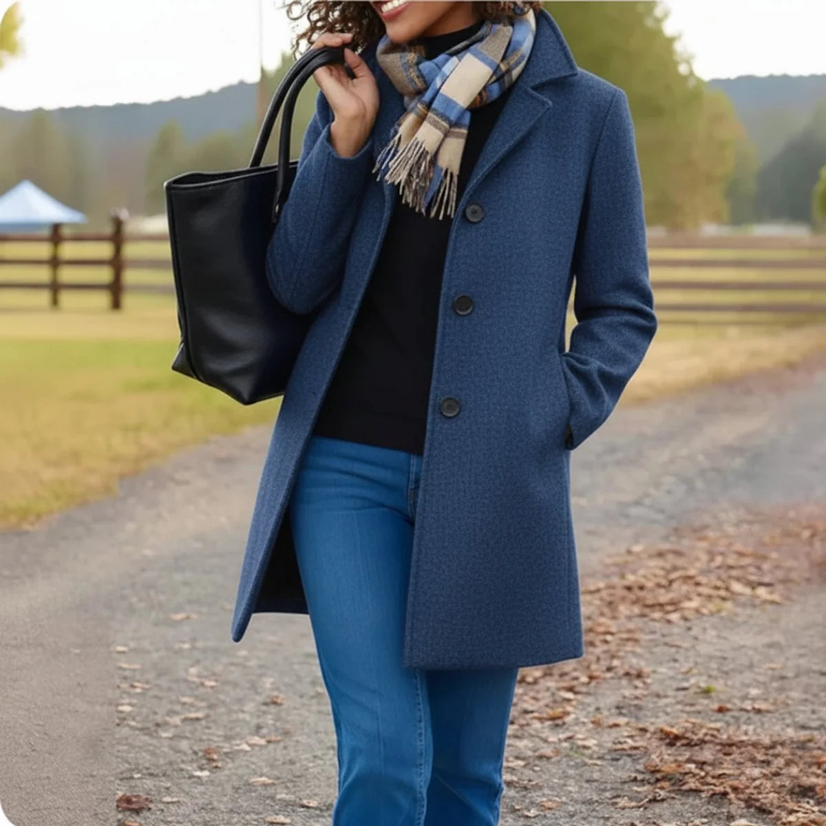 Women's Classic Wool Blend Mid-Length Coat | Elegant Tailored Cold-Weather Outerwear 5