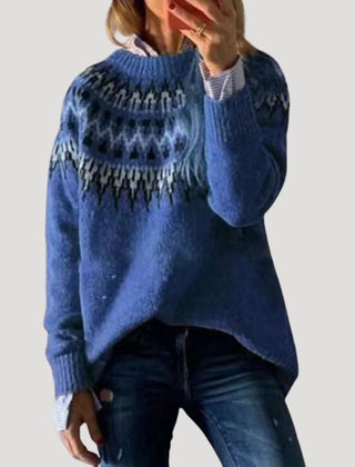 Women's Color-Block Knit Sweater | Stylish Relaxed Fit Long Sleeve Top 2