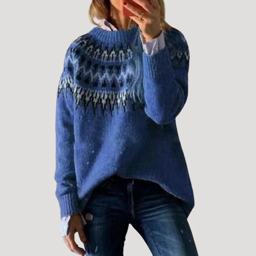 Women's Color-Block Knit Sweater | Stylish Relaxed Fit Long Sleeve Top 2
