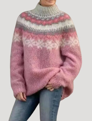 Women's Color-Block Knit Sweater | Stylish Relaxed Fit Long Sleeve Top 3