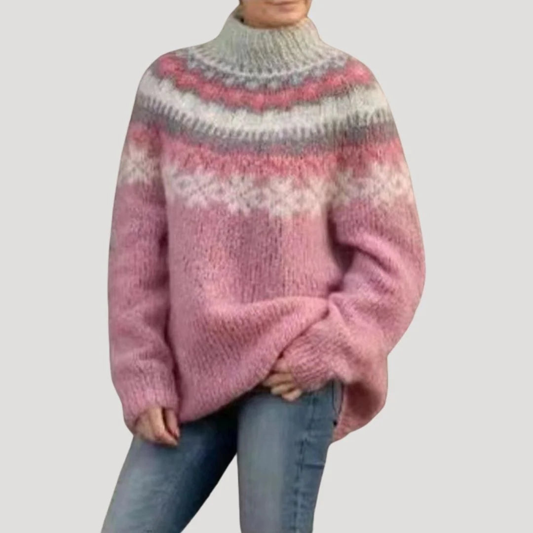 Women's Color-Block Knit Sweater | Stylish Relaxed Fit Long Sleeve Top 3