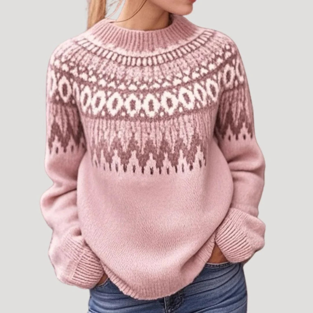 Women's Color-Block Knit Sweater | Stylish Relaxed Fit Long Sleeve Top 4