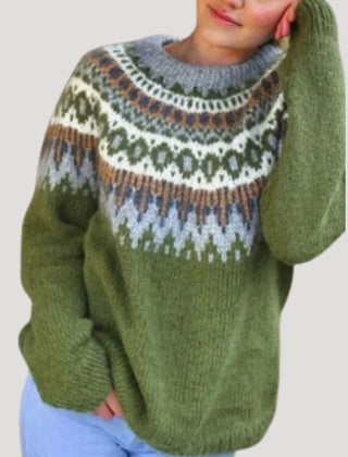 Women's Color-Block Knit Sweater | Stylish Relaxed Fit Long Sleeve Top 5