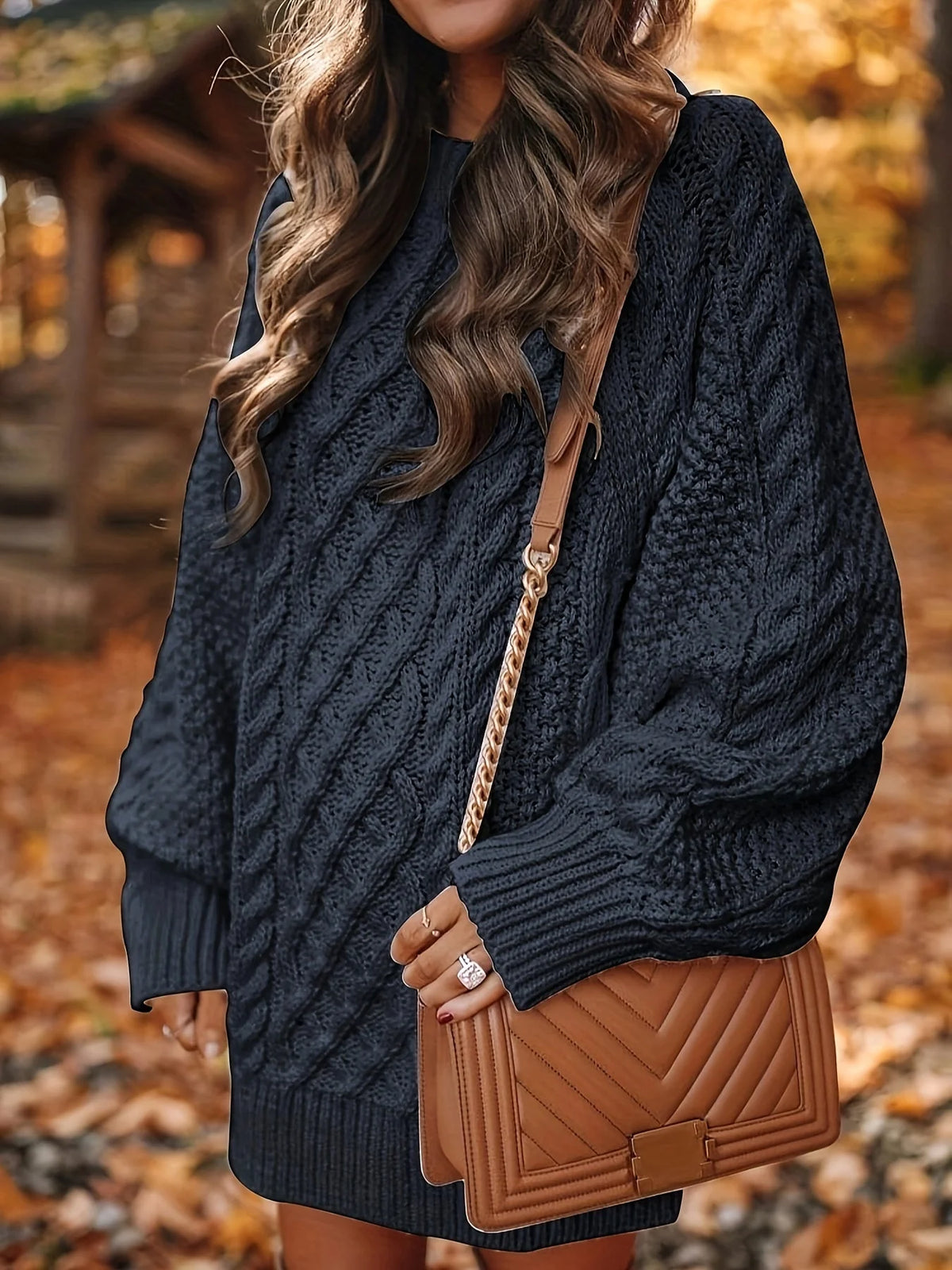 Women's Cozy Cable-Knit Sweater Dress | Relaxed Mini Dress for Fall and Winter 2
