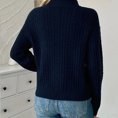 Women's Cozy Cable Knit Half-Zip Sweater | Relaxed Oversized Pullover 2