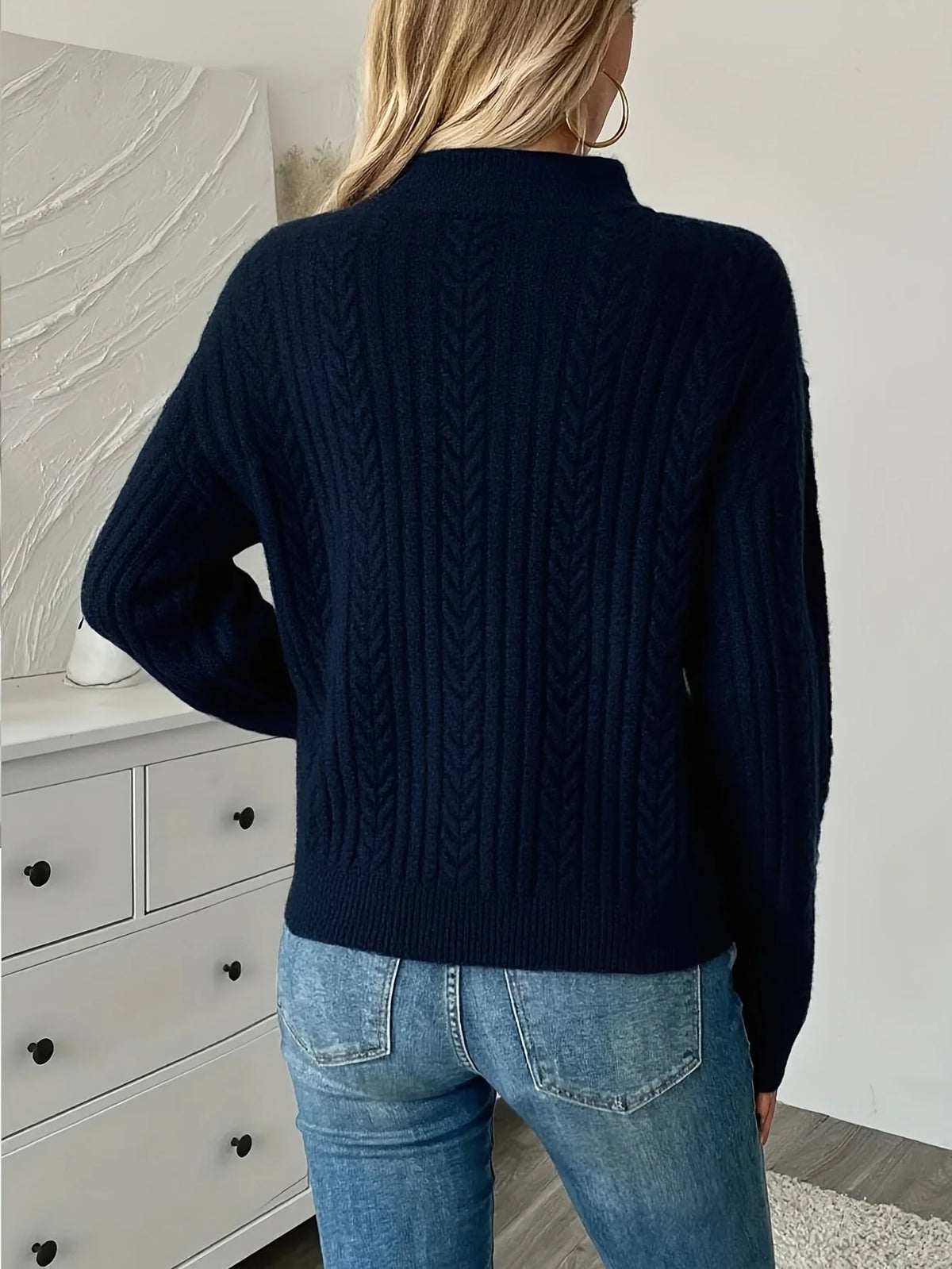 Women's Cozy Cable Knit Half-Zip Sweater | Relaxed Oversized Pullover 2
