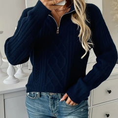 Women's Cozy Cable Knit Half-Zip Sweater | Relaxed Oversized Pullover 6