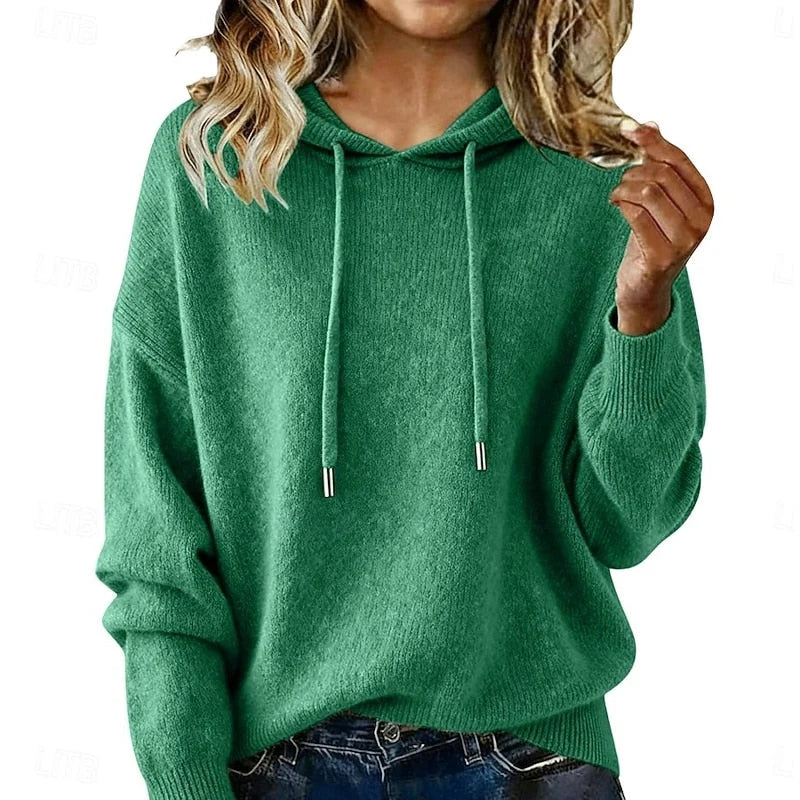 Women's Cozy Knit Oversized Sweater | Hooded Relaxed Fit Pullover for Fall and Winter 0