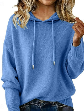 Women's Cozy Knit Oversized Sweater | Hooded Relaxed Fit Pullover for Fall and Winter 1