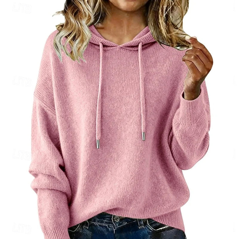 Women's Cozy Knit Oversized Sweater | Hooded Relaxed Fit Pullover for Fall and Winter 4