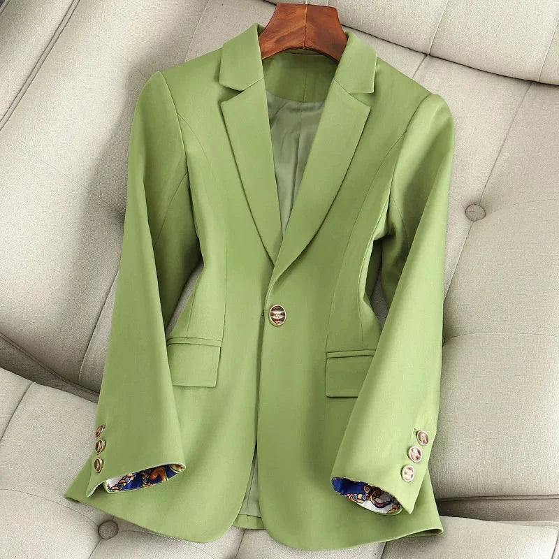 Women's High-Density Woven Blazer | Elegant Black Fitted Jacket for Autumn & Winter 0