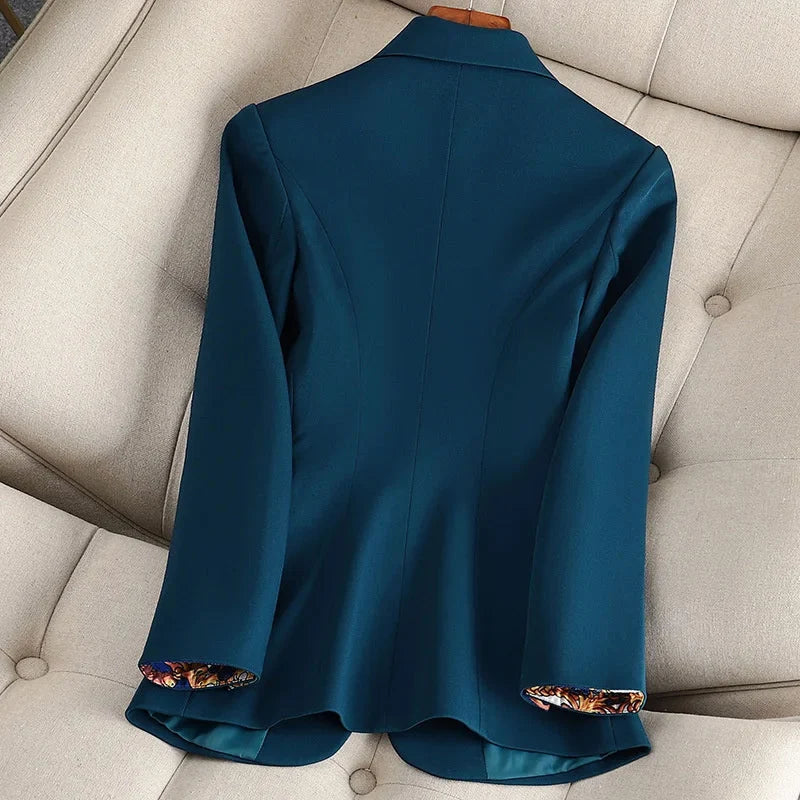 Women's High-Density Woven Blazer | Elegant Black Fitted Jacket for Autumn & Winter 5