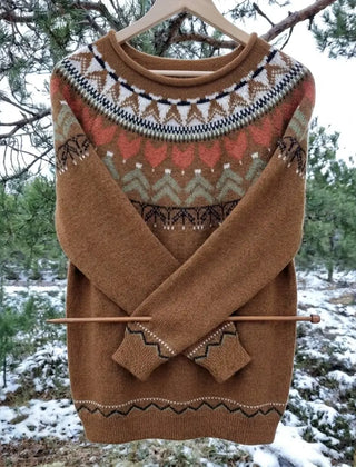 Women's Icelandic Knit Sweater | Cozy Relaxed Fit Long Sleeve Top | Classic Fair Isle Pattern 2