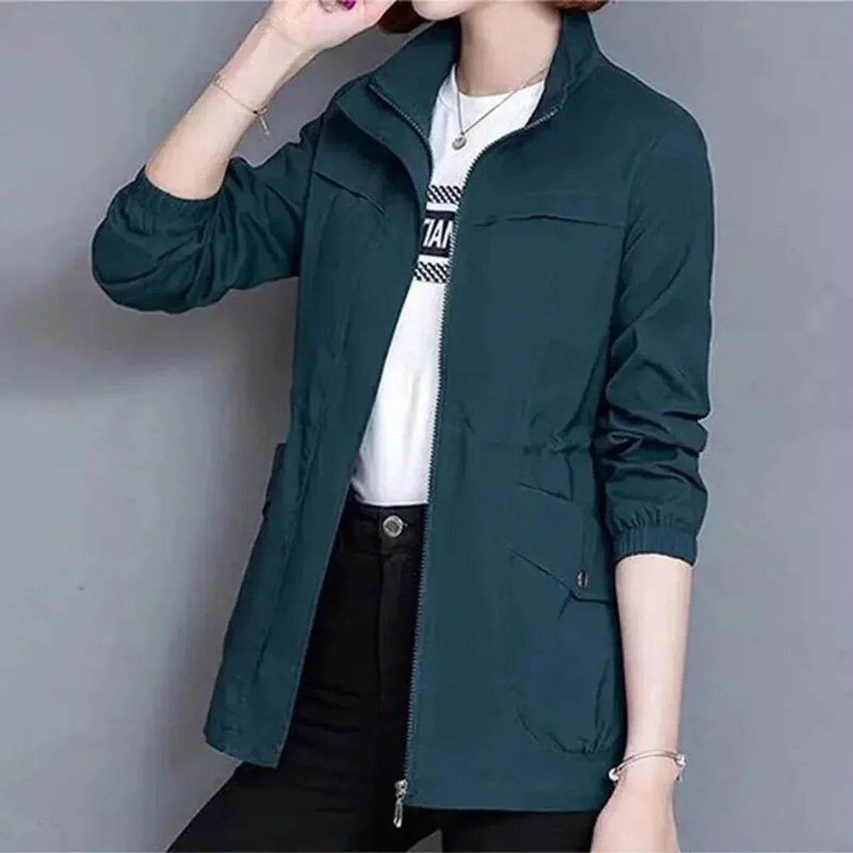 Women's Lightweight Cotton Bomber Jacket | Stylish Cropped Summer Layer 5