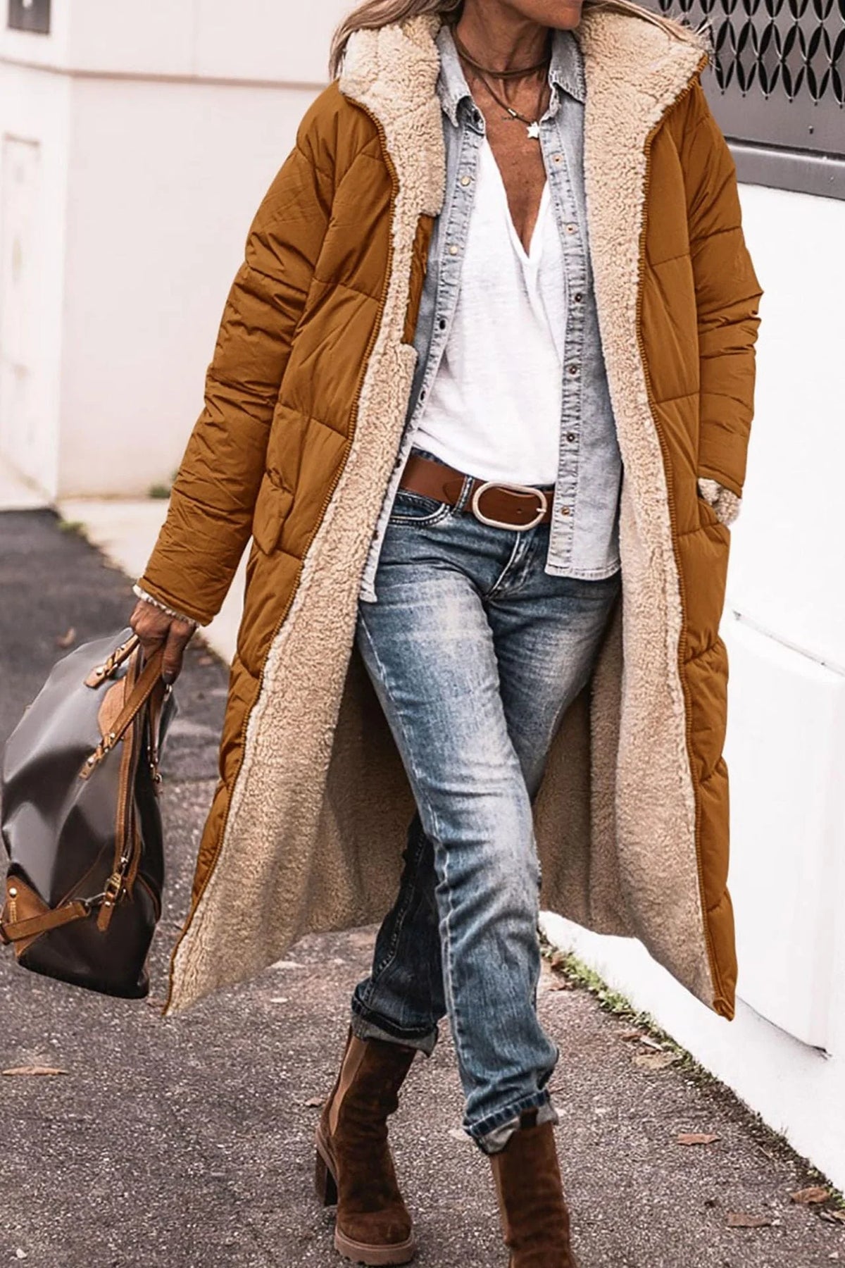 Women's Quilted Puffer Coat | Cozy Hooded Long Winter Jacket 4
