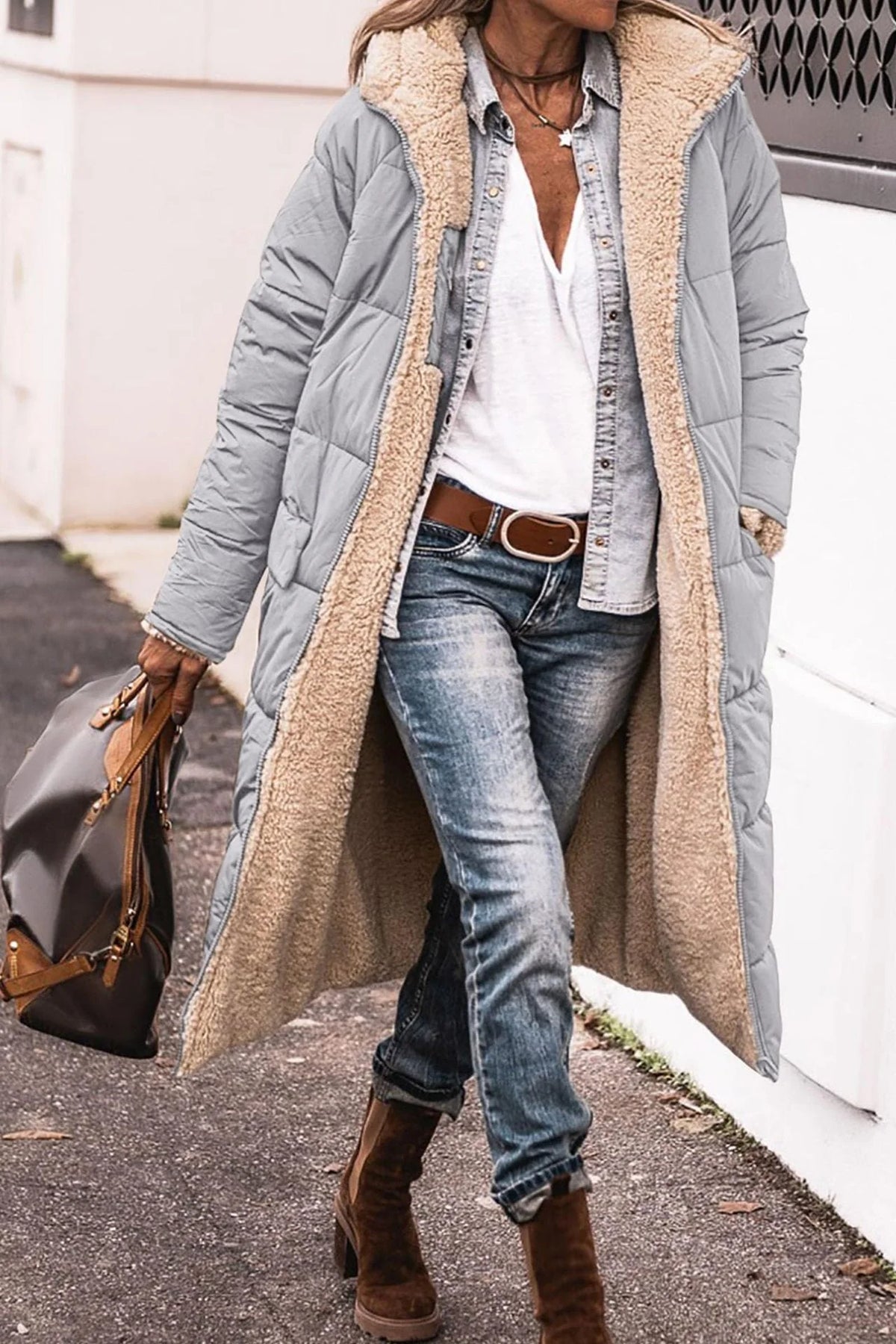 Women's Quilted Puffer Coat | Cozy Hooded Long Winter Jacket 5