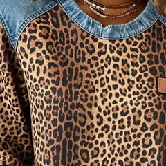 Women's Soft Fabric Colorblock Sweatshirt | Stylish Leopard Print Design 1