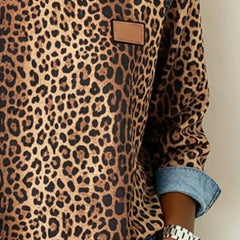 Women's Soft Fabric Colorblock Sweatshirt | Stylish Leopard Print Design 2