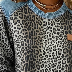 Women's Soft Fabric Colorblock Sweatshirt | Stylish Leopard Print Design 4