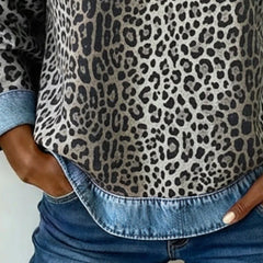 Women's Soft Fabric Colorblock Sweatshirt | Stylish Leopard Print Design 5