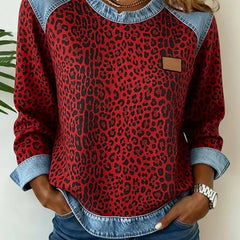 Women's Soft Fabric Colorblock Sweatshirt | Stylish Leopard Print Design 6