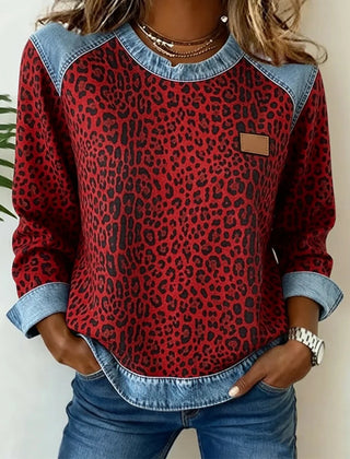 Women's Soft Fabric Colorblock Sweatshirt | Stylish Leopard Print Design 6