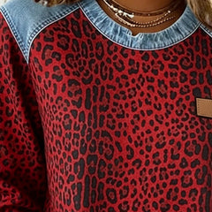 Women's Soft Fabric Colorblock Sweatshirt | Stylish Leopard Print Design 7