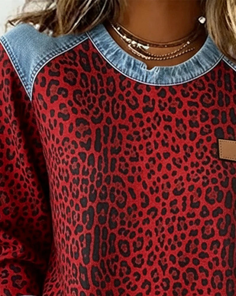 Women's Soft Fabric Colorblock Sweatshirt | Stylish Leopard Print Design 7