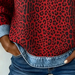 Women's Soft Fabric Colorblock Sweatshirt | Stylish Leopard Print Design 8