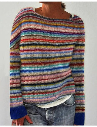 Women's Soft Knit Crew Neck Sweater | Cozy Fair Isle Patterned Fall Top 1