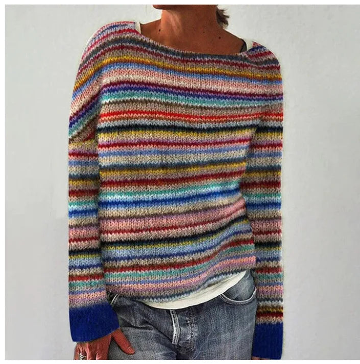 Women's Soft Knit Crew Neck Sweater | Cozy Fair Isle Patterned Fall Top 1