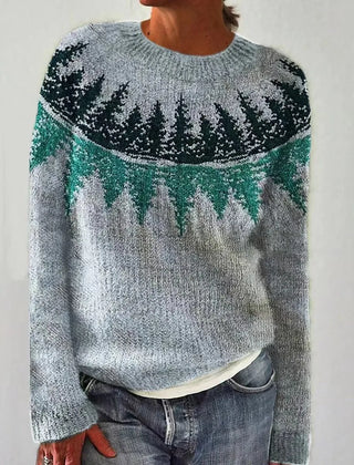 Women's Soft Knit Crew Neck Sweater | Cozy Fair Isle Patterned Fall Top 6