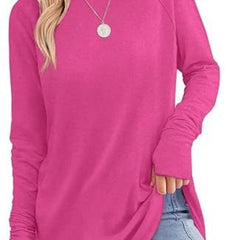 Women's Soft Raglan Long Sleeve Sweatshirt | Relaxed Fit Casual Tunic 0