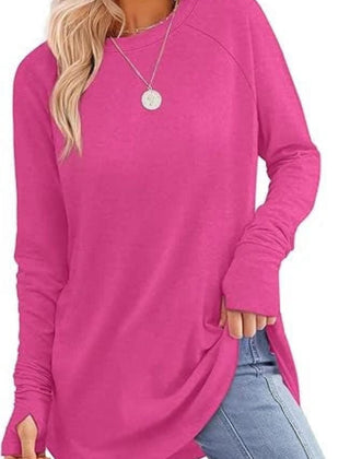 Women's Soft Raglan Long Sleeve Sweatshirt | Relaxed Fit Casual Tunic 0