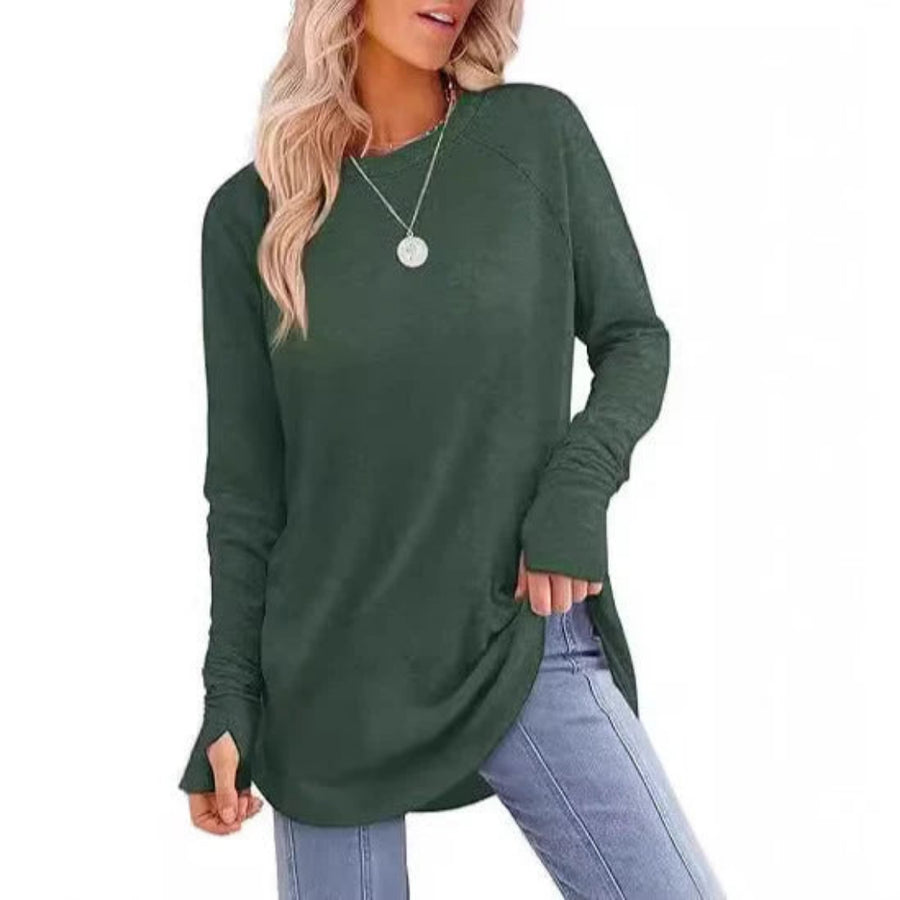 Women's Soft Raglan Long Sleeve Sweatshirt | Relaxed Fit Casual Tunic 1