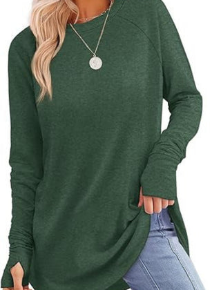 Women's Soft Raglan Long Sleeve Sweatshirt | Relaxed Fit Casual Tunic 10