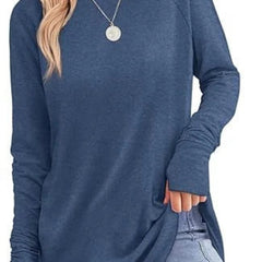 Women's Soft Raglan Long Sleeve Sweatshirt | Relaxed Fit Casual Tunic 11