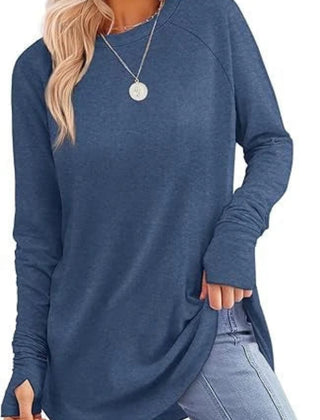 Women's Soft Raglan Long Sleeve Sweatshirt | Relaxed Fit Casual Tunic 11