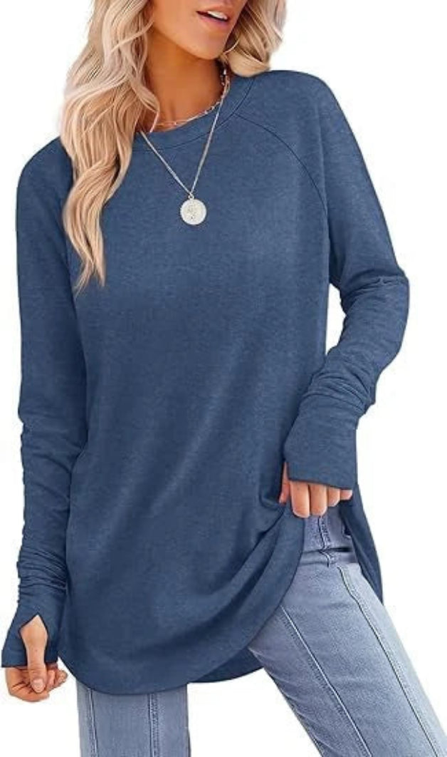 Women's Soft Raglan Long Sleeve Sweatshirt | Relaxed Fit Casual Tunic 11