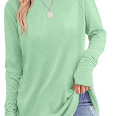 Women's Soft Raglan Long Sleeve Sweatshirt | Relaxed Fit Casual Tunic 12