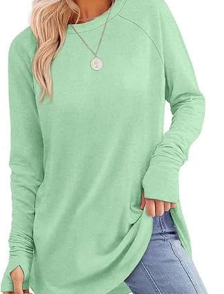 Women's Soft Raglan Long Sleeve Sweatshirt | Relaxed Fit Casual Tunic 12