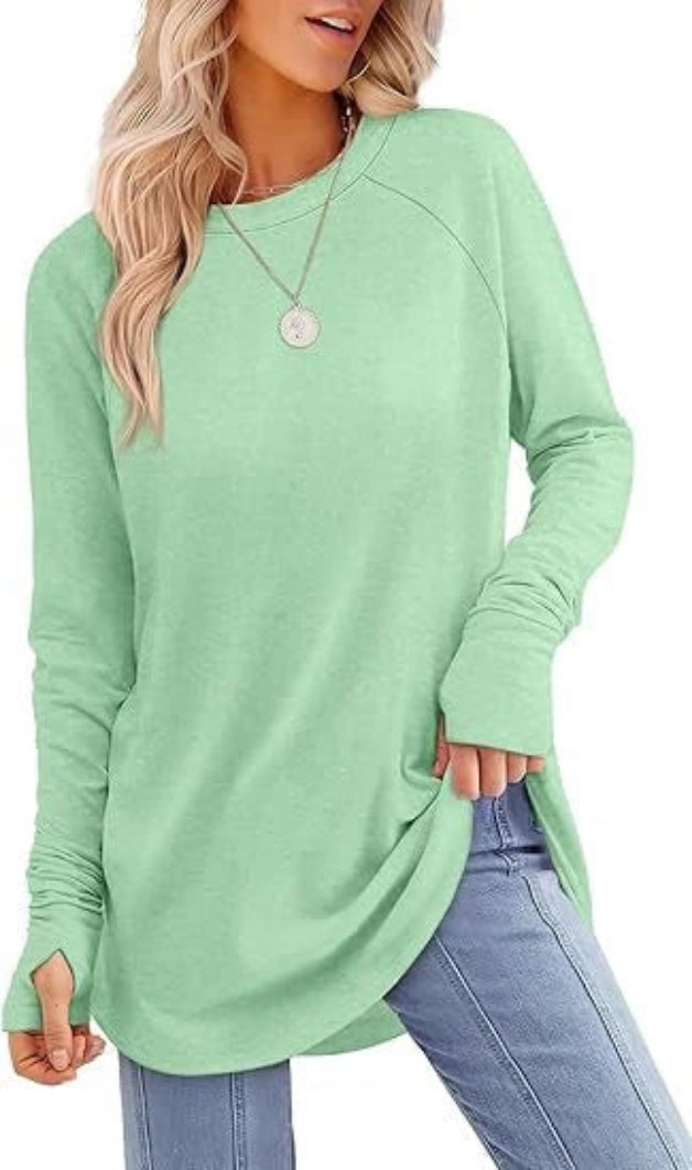 Women's Soft Raglan Long Sleeve Sweatshirt | Relaxed Fit Casual Tunic 12