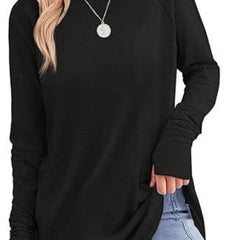 Women's Soft Raglan Long Sleeve Sweatshirt | Relaxed Fit Casual Tunic 13