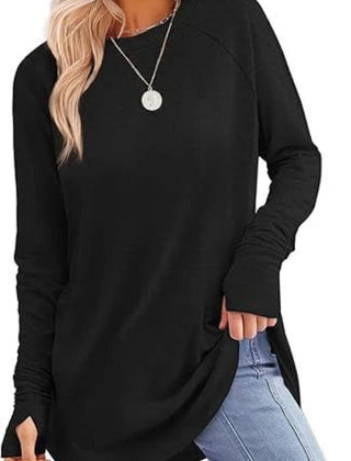 Women's Soft Raglan Long Sleeve Sweatshirt | Relaxed Fit Casual Tunic 13