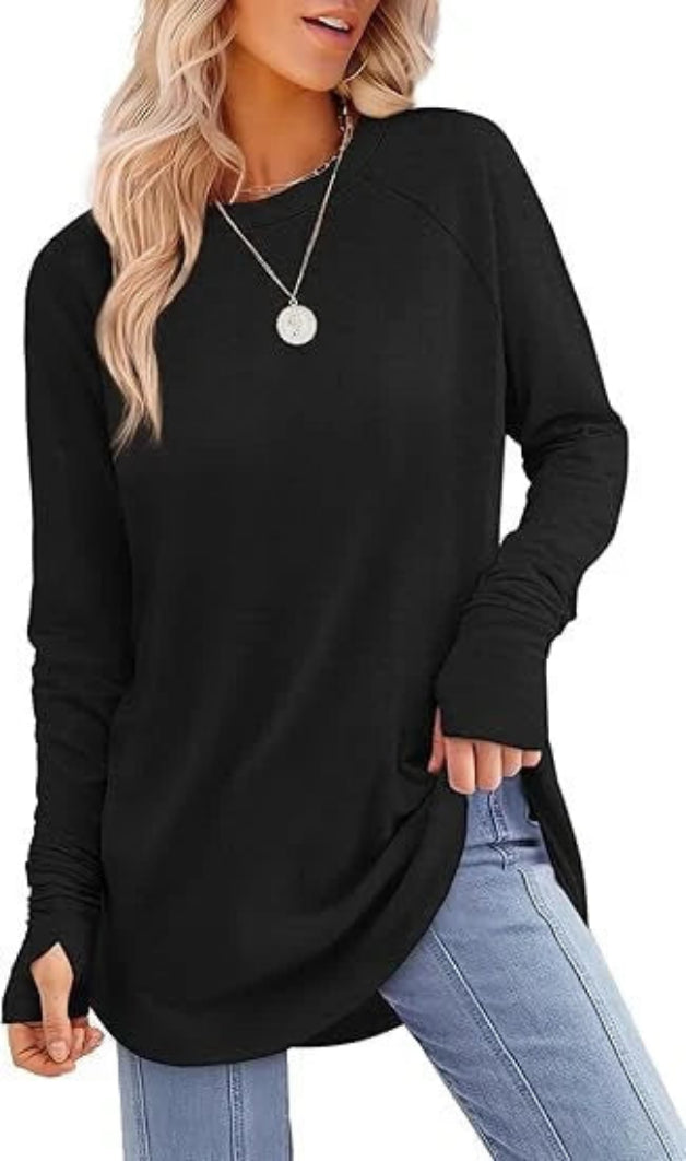 Women's Soft Raglan Long Sleeve Sweatshirt | Relaxed Fit Casual Tunic 13